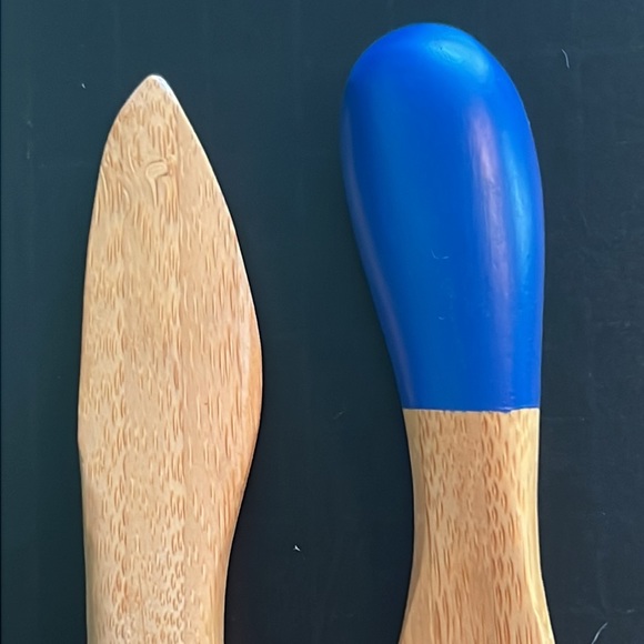 bamboo spreads/server set of 4 with painted handles- NWOT - Picture 8 of 10